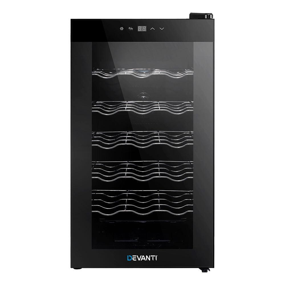 Devanti Wine Cooler 18 Bottles Glass Door Beverage Cooler Thermoelectric Fridge Black - John Cootes