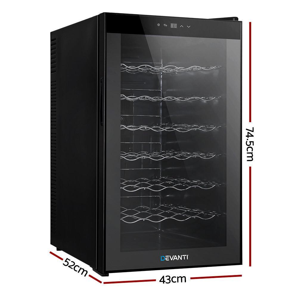 Devanti Wine Cooler 28 Bottles Glass Door Beverage Cooler Thermoelectric Fridge Black - John Cootes