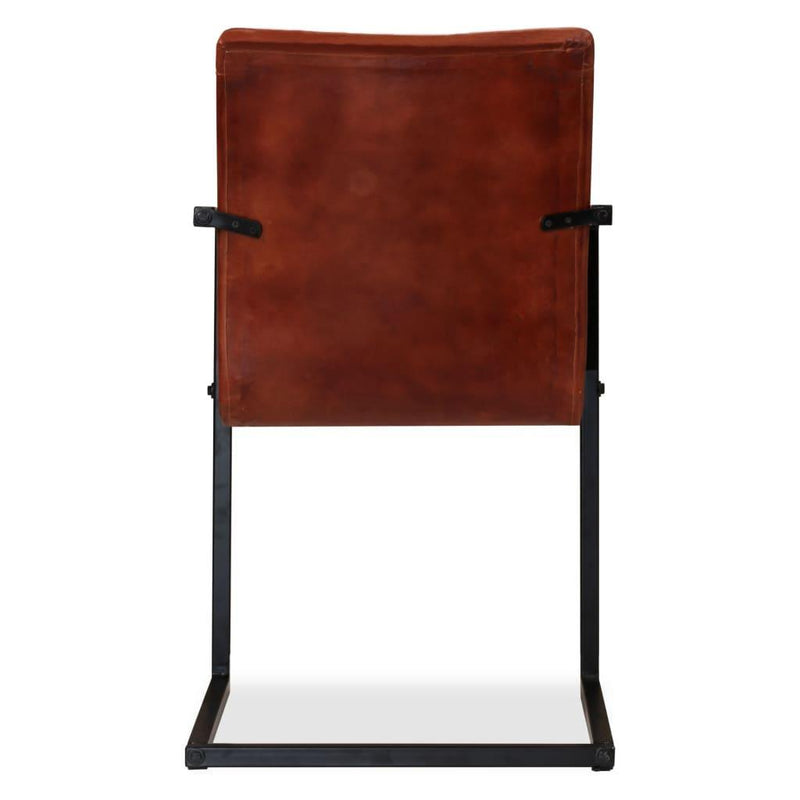 Dining Chairs 2 Pcs Real Leather- Brown - John Cootes