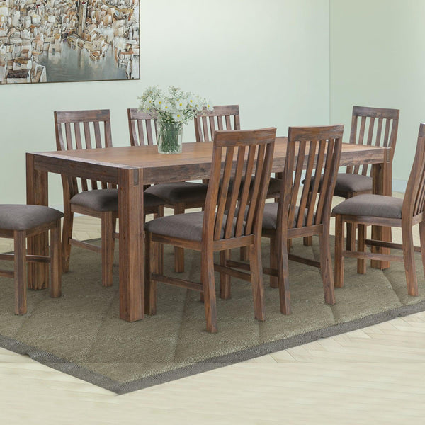 Dining Table 210cm Large Size with Solid Acacia Wooden Base in Chocolate Colour - John Cootes