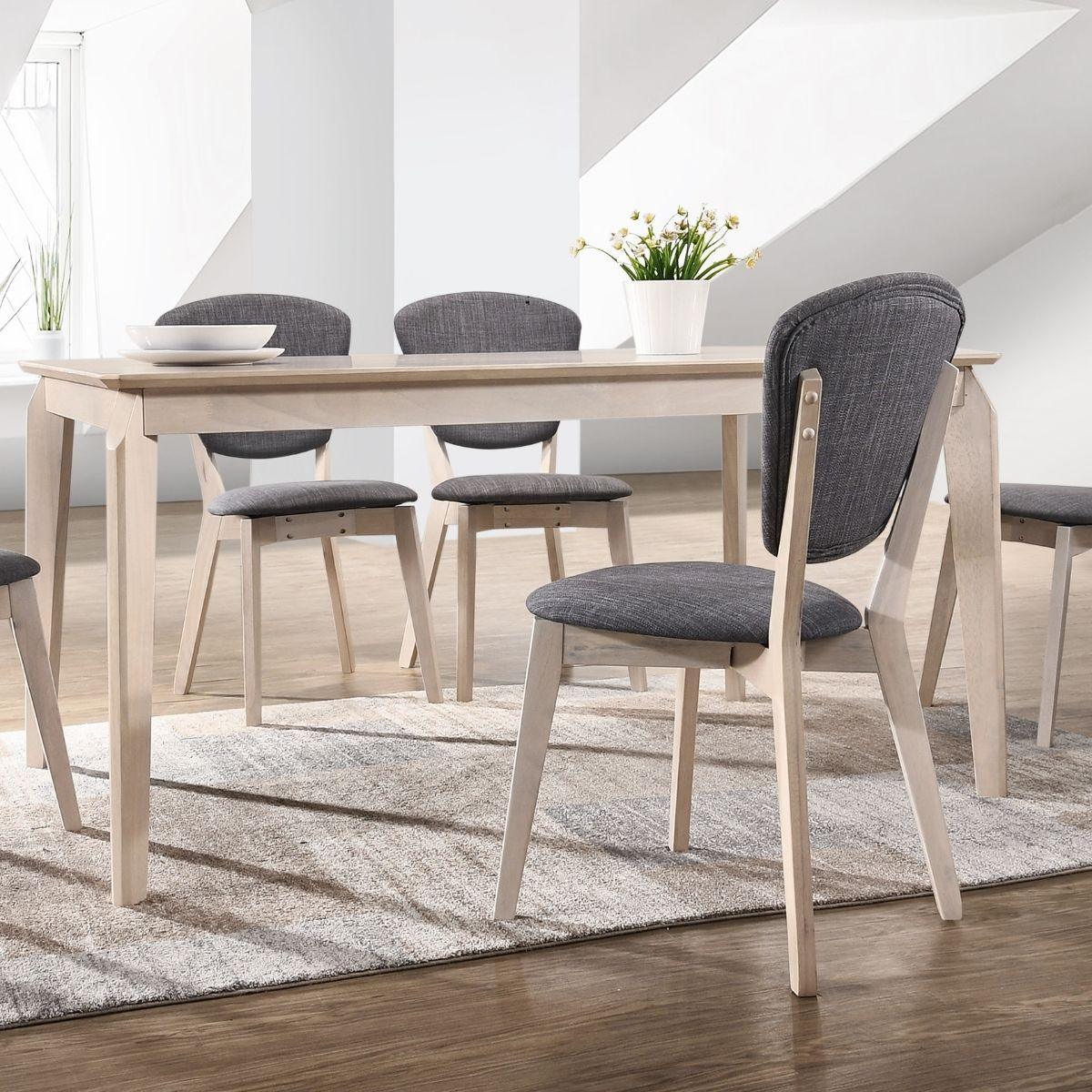 Dining Table 6 Seater Solid Rubberwood in White Washed - John Cootes