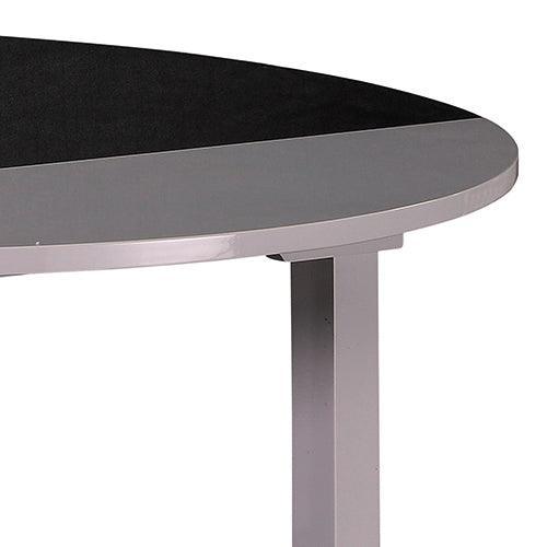 Dining Table in Round Shape High Glossy MDF Wooden Base Combination of Black & White Colour - John Cootes