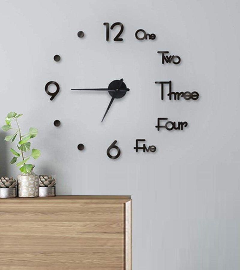 DIY Wall Clock Modern Frameless Large 3D Wall Watch Giant Roman Numerals for Home Living Room and Bedroom (Small) - John Cootes