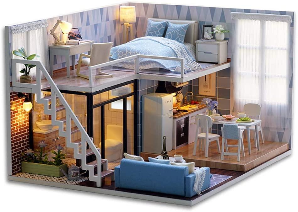 Dollhouse Miniature with Furniture Kit Plus Dust Proof and Music Movement - Valentine's Day Gift Idea - John Cootes