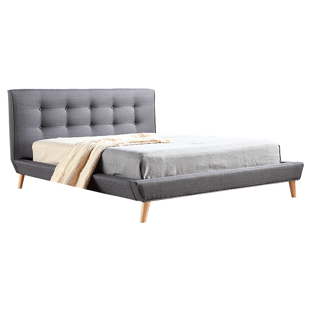 Double Linen Fabric Deluxe Bed Frame Grey - John Cootes