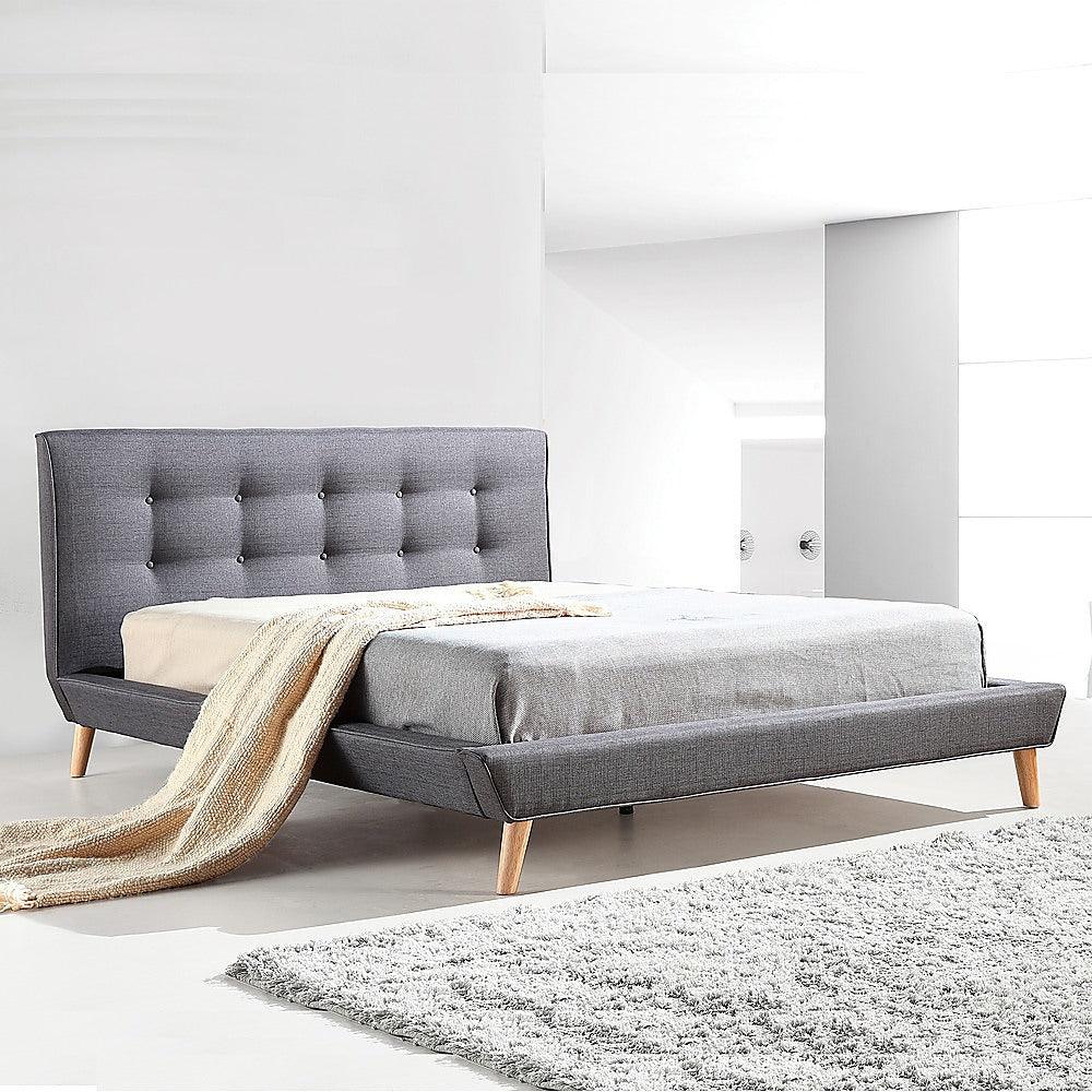 Double Linen Fabric Deluxe Bed Frame Grey - John Cootes