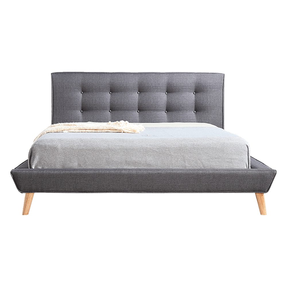 Double Linen Fabric Deluxe Bed Frame Grey - John Cootes