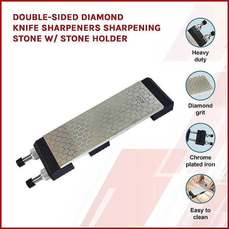 Double-Sided Diamond Knife Sharpeners Sharpening Stone W/ Stone Holder - John Cootes