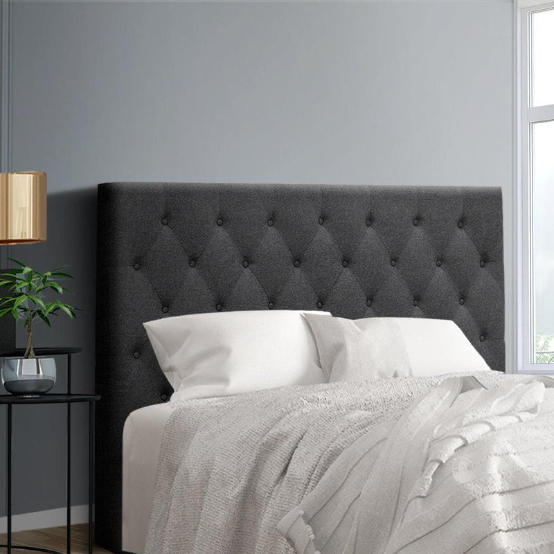 Double Size Bed Head Headboard Bedhead Fabric Frame Base CAPPI Charcoal - John Cootes