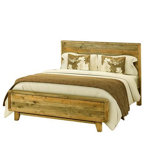 Double Size Wooden Bed Frame in Solid Wood Antique Design Light Brown - John Cootes