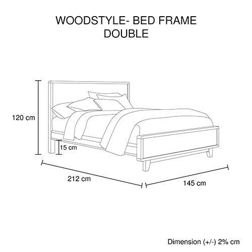 Double Size Wooden Bed Frame in Solid Wood Antique Design Light Brown - John Cootes