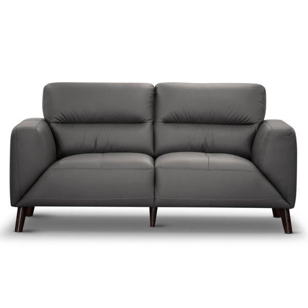 Downy Genuine Leather Sofa 2 Seater Upholstered Lounge Couch - Gunmetal - John Cootes
