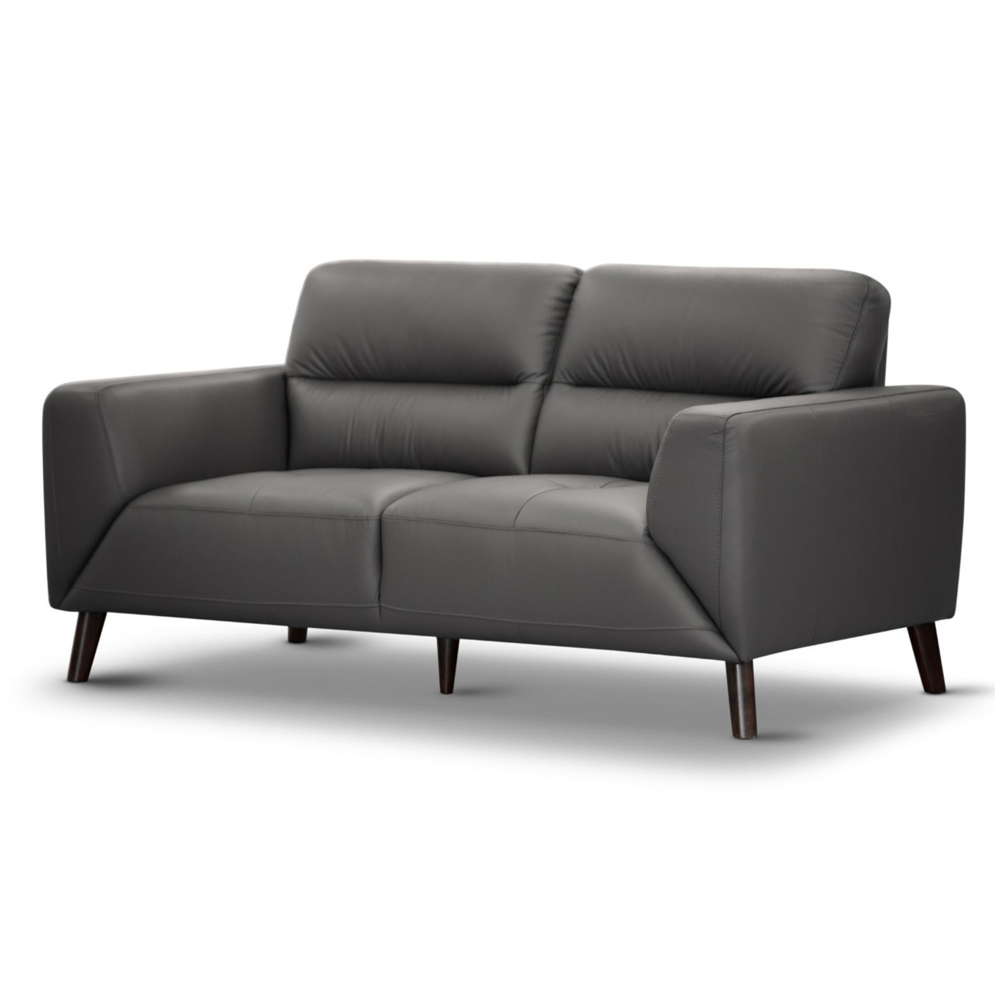 Downy Genuine Leather Sofa 2 Seater Upholstered Lounge Couch - Gunmetal - John Cootes