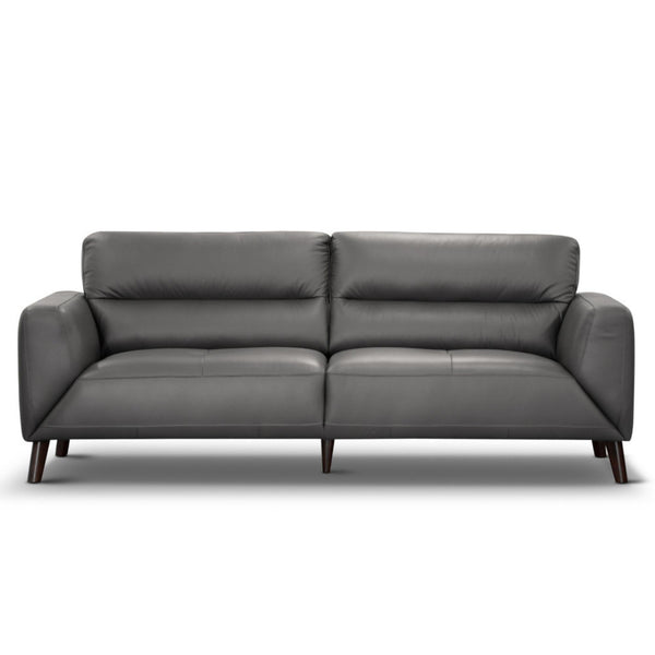 Downy Genuine Leather Sofa 3 Seater Upholstered Lounge Couch - Gunmetal - John Cootes