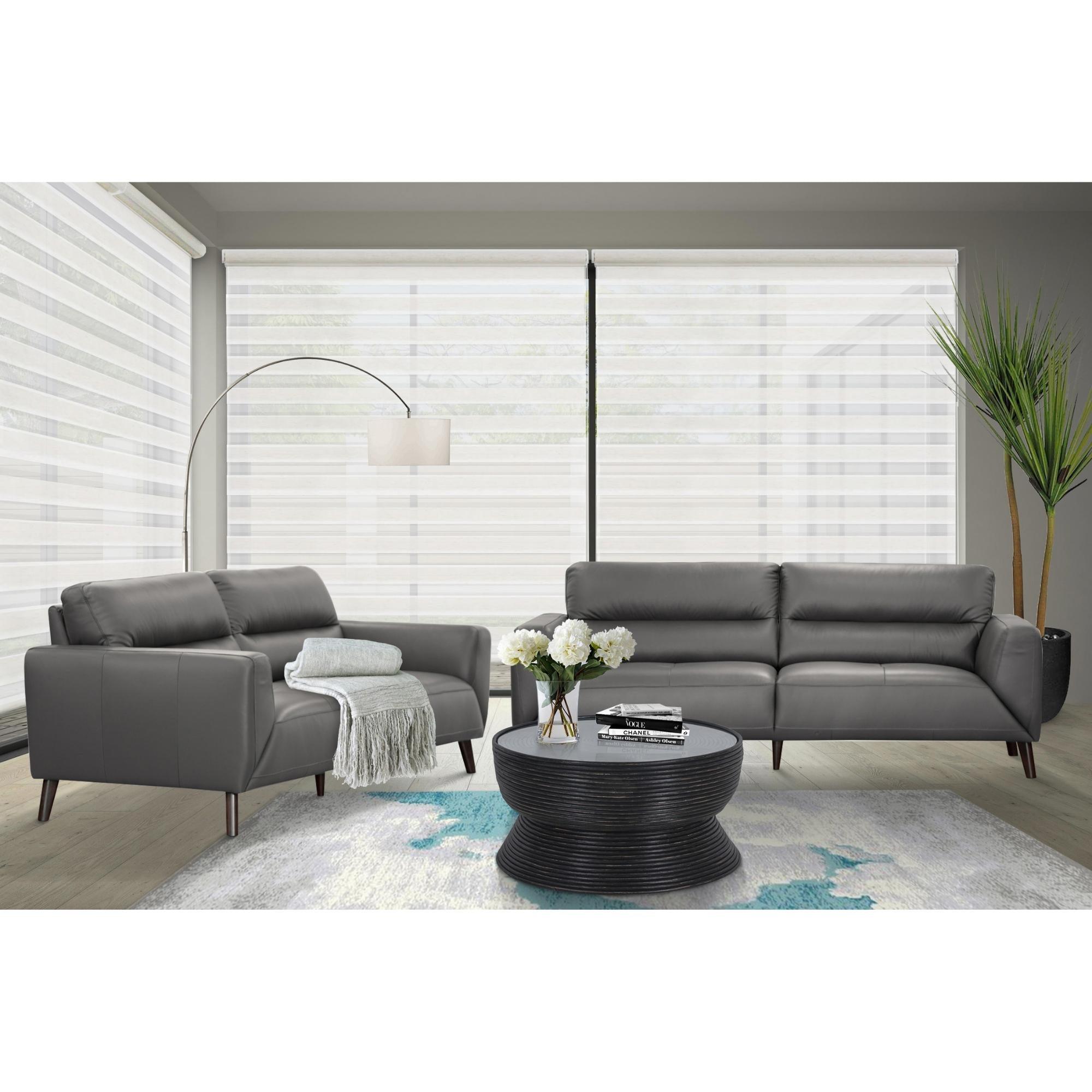 Downy Genuine Leather Sofa 3 Seater Upholstered Lounge Couch - Gunmetal - John Cootes