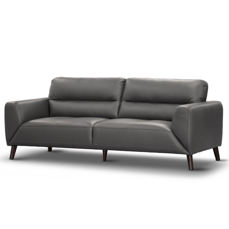 Downy Genuine Leather Sofa 3 Seater Upholstered Lounge Couch - Gunmetal - John Cootes
