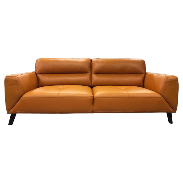 Downy Genuine Leather Sofa 3 Seater Upholstered Lounge Couch - Tangerine - John Cootes