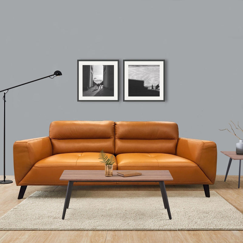 Downy Genuine Leather Sofa Set 3 + 2 Seater Upholstered Lounge Couch Tangerine - John Cootes