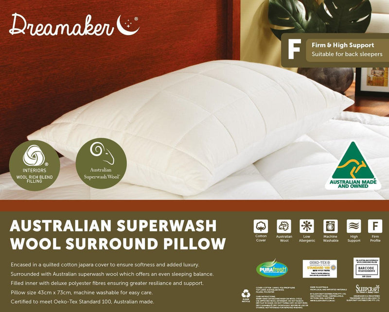 Dreamaker Australian Superwash Surround Pillow - John Cootes