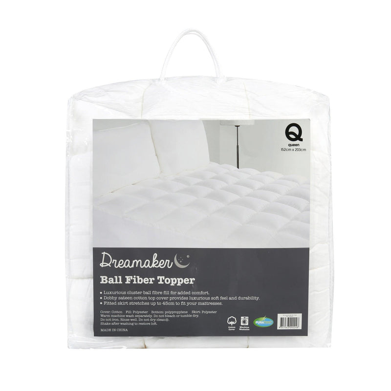 Dreamaker Ball Fibre Mattress Topper 1000Gsm Double Bed - John Cootes