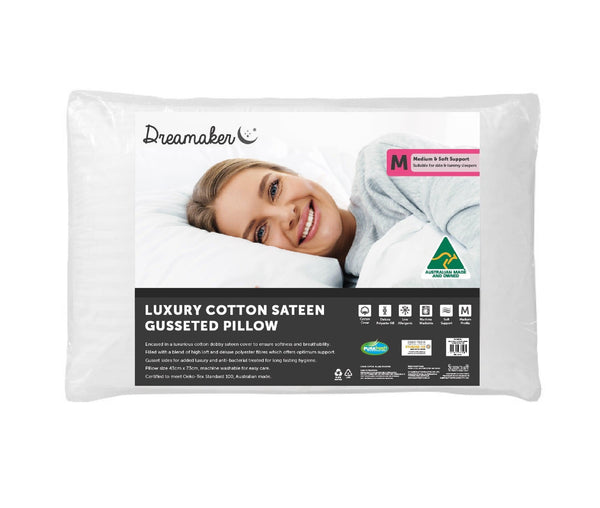 Dreamaker Luxury Cotton Sateen Gusseted Pillow - John Cootes