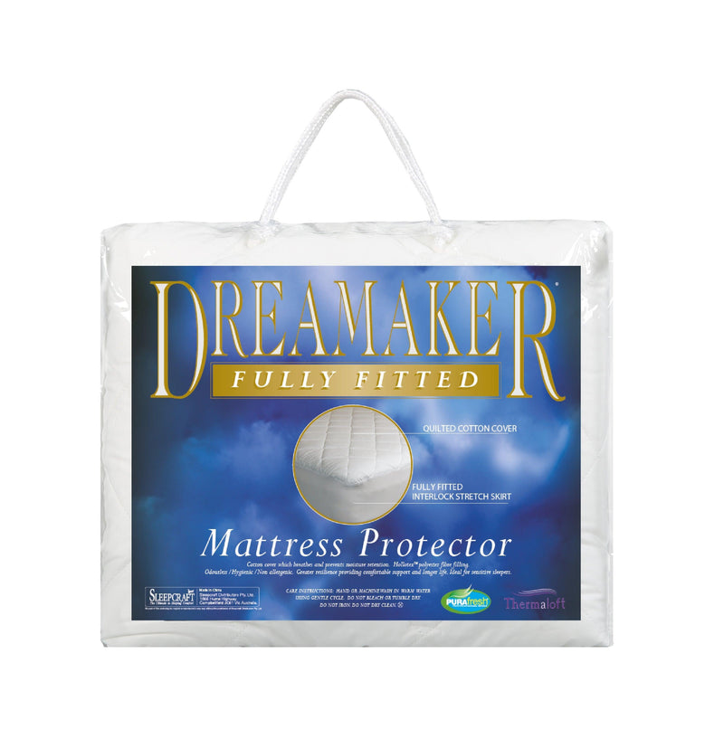 Dreamaker Thermaloft Cotton Covered Fitted Mattress Protector Double Bed - John Cootes