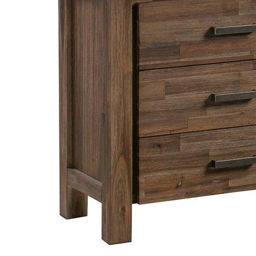 Dresser with 6 Storage Drawers in Solid Acacia & Veneer With Mirror in Chocolate Colour - John Cootes