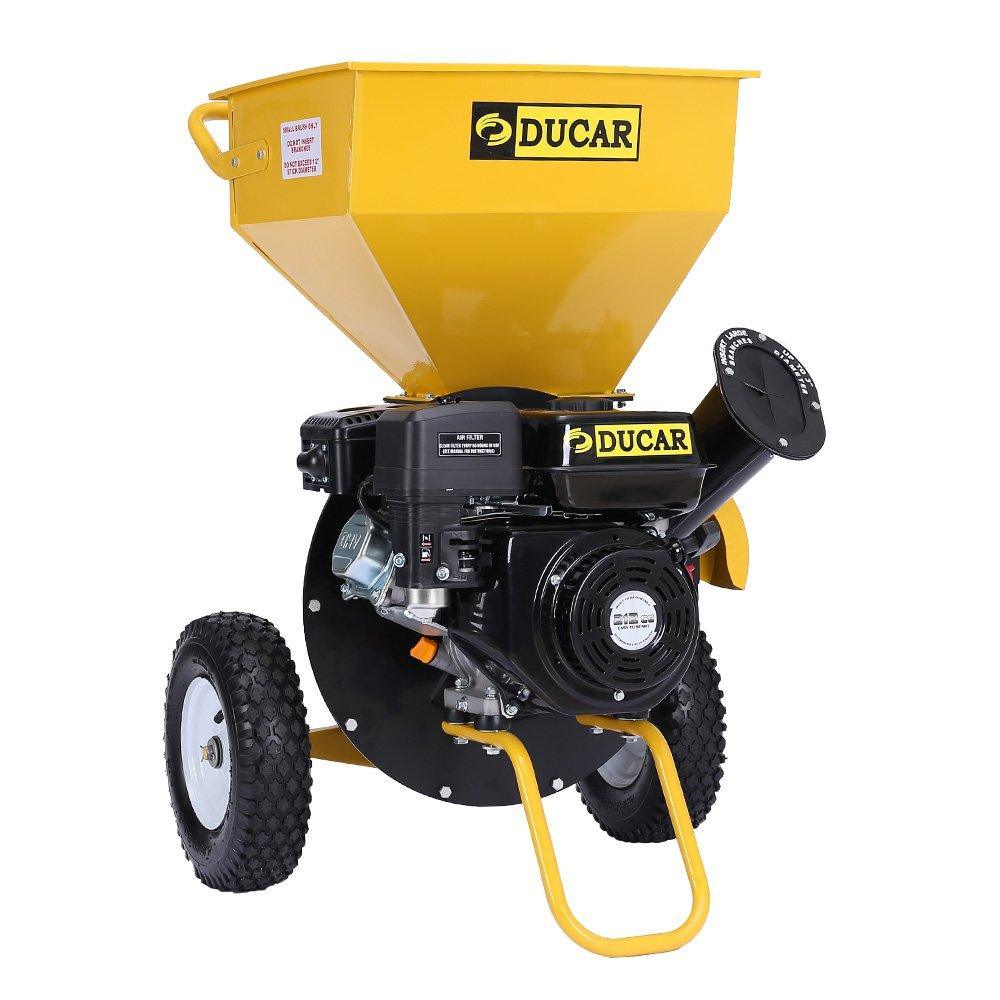 Ducar 7HP Wood Chipper Shredder Mulcher Grinder Petrol Yellow Black - John Cootes