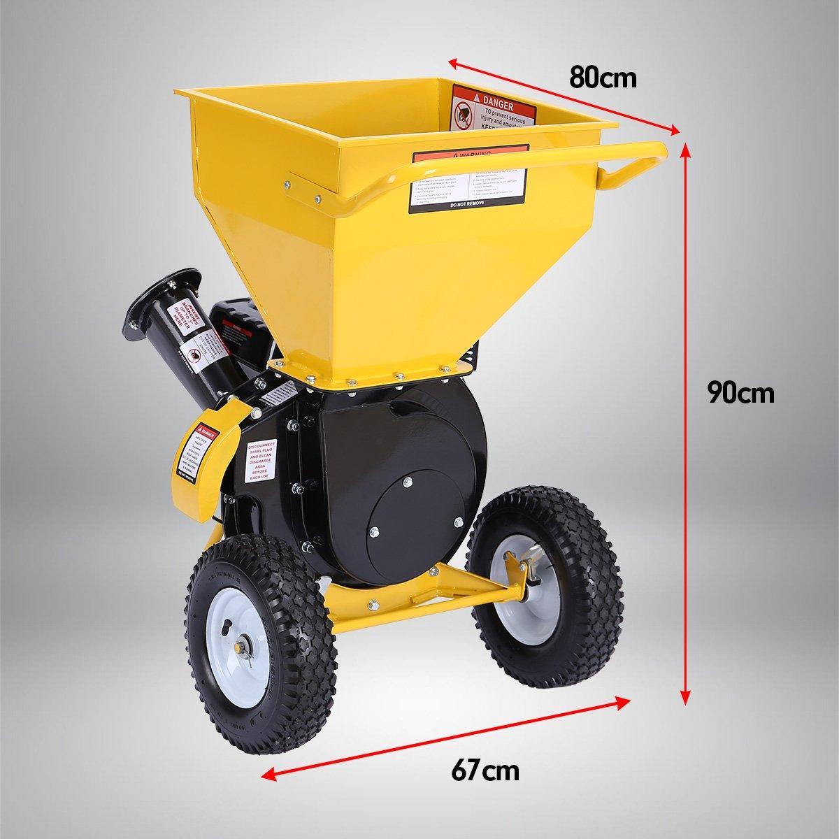 Ducar 7HP Wood Chipper Shredder Mulcher Grinder Petrol Yellow Black - John Cootes