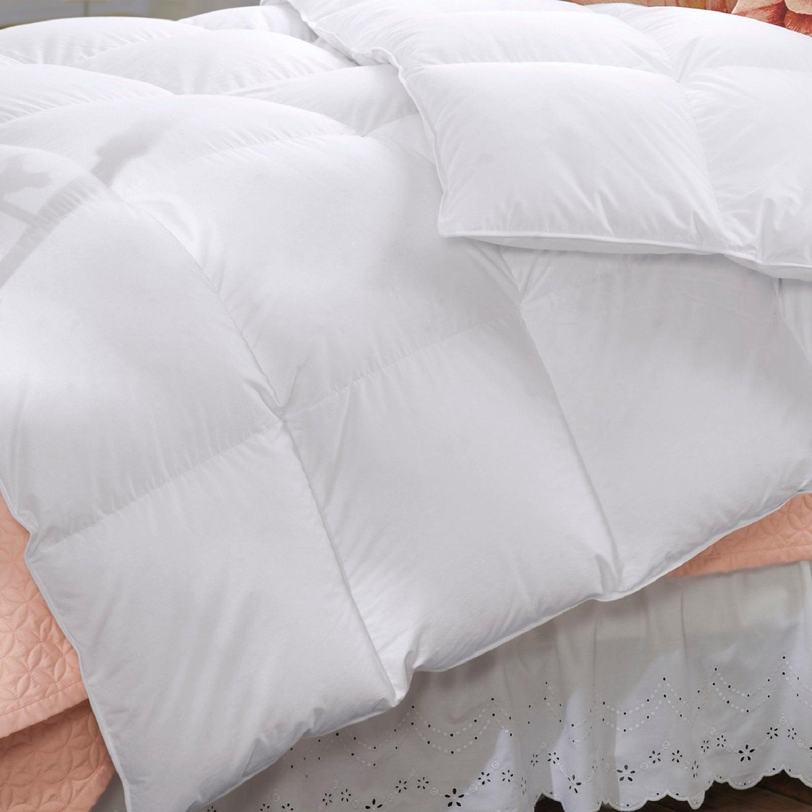 Duck Feather & Down Quilt 500GSM + Duck Feather and Down Pillows 2 Pack Combo - Super King - White - John Cootes