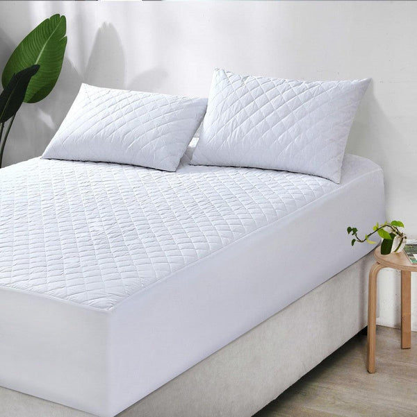 Elan Linen 100% Cotton Quilted Fully Fitted 50cm Deep Double Size Waterproof Mattress Protector - John Cootes