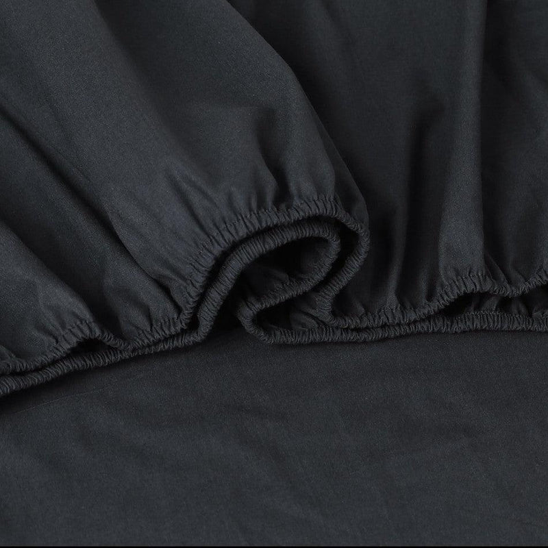 Elan Linen 100% Egyptian Cotton Vintage Washed 500TC Charcoal 50 cm Deep Mega King Bed Sheets Set - John Cootes