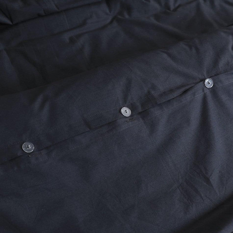 Elan Linen 100% Egyptian Cotton Vintage Washed 500TC Charcoal Double Quilt Cover Set - John Cootes