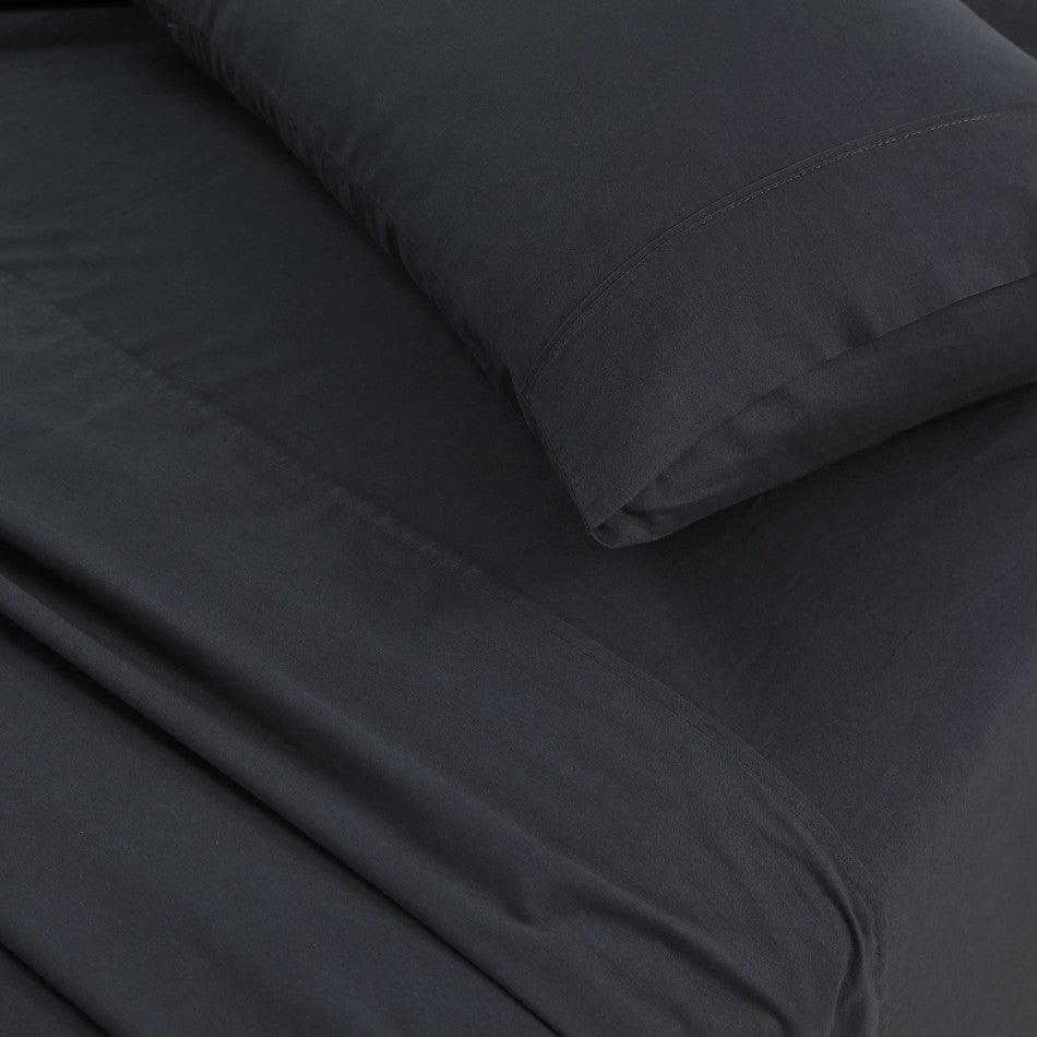 Elan Linen 100% Egyptian Cotton Vintage Washed 500TC Charcoal Queen Bed Sheets Set - John Cootes