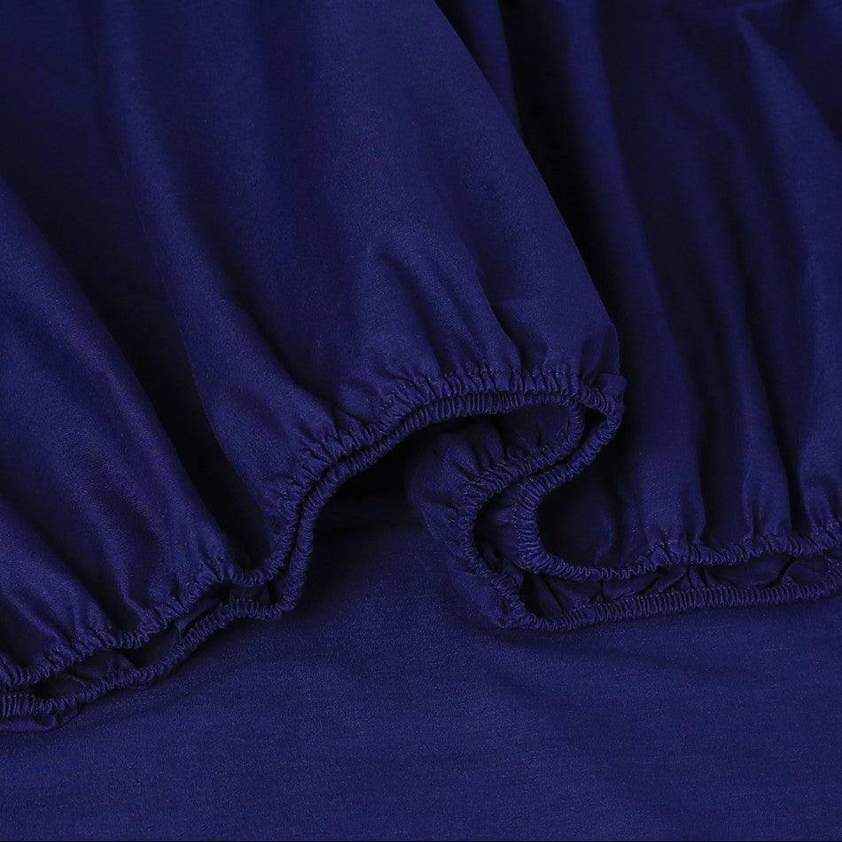 Elan Linen 100% Egyptian Cotton Vintage Washed 500TC Navy Blue 50 cm Deep Mega King Bed Sheets Set - John Cootes