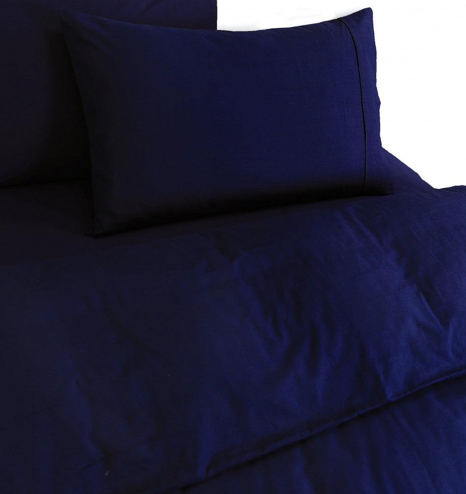 Elan Linen 100% Egyptian Cotton Vintage Washed 500TC Navy Blue King Single Quilt Cover Set - John Cootes