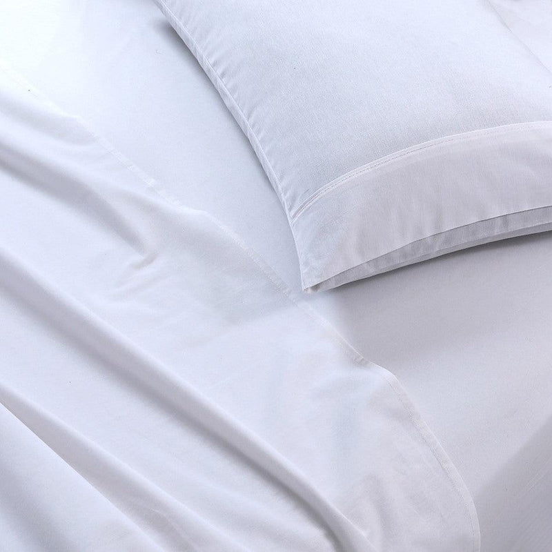 Elan Linen 100% Egyptian Cotton Vintage Washed 500TC White King Bed Sheets Set - John Cootes