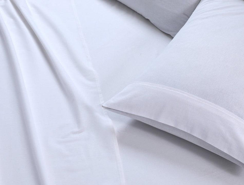 Elan Linen 100% Egyptian Cotton Vintage Washed 500TC White King Bed Sheets Set - John Cootes