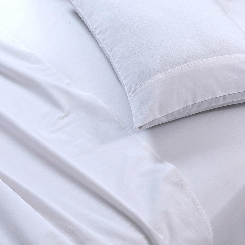 Elan Linen 100% Egyptian Cotton Vintage Washed 500TC White King Single Bed Sheets Set - John Cootes