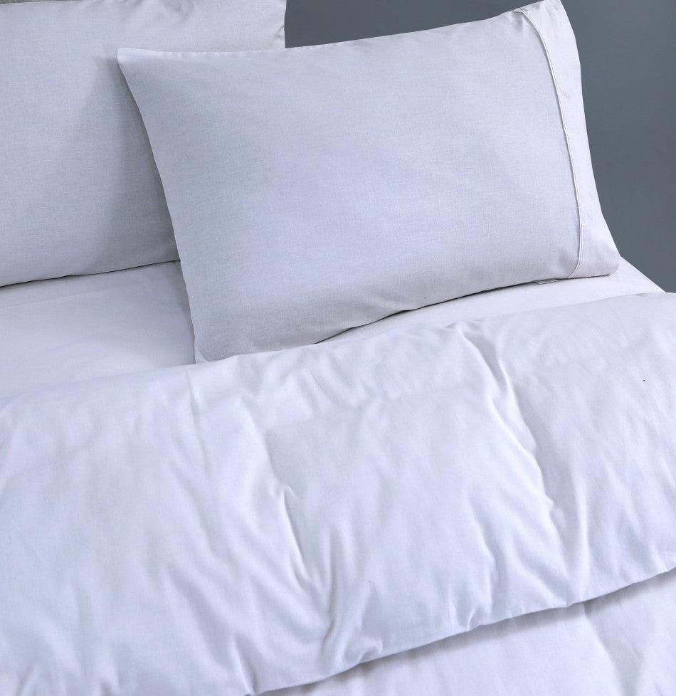 Elan Linen 100% Egyptian Cotton Vintage Washed 500TC White King Single Quilt Cover Set - John Cootes