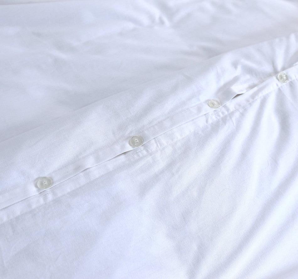 Elan Linen 100% Egyptian Cotton Vintage Washed 500TC White King Single Quilt Cover Set - John Cootes