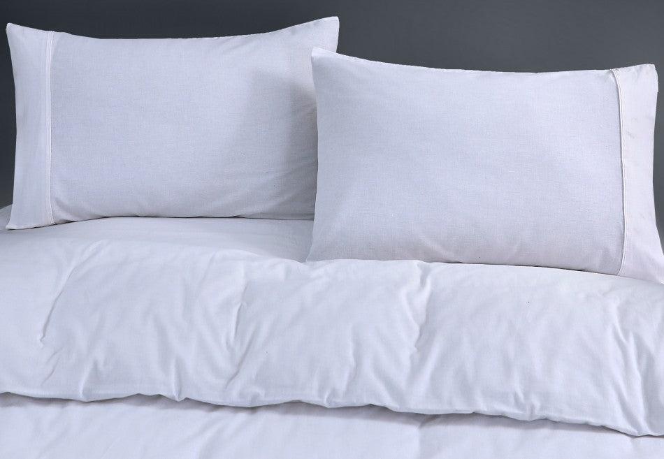 Elan Linen 100% Egyptian Cotton Vintage Washed 500TC White King Single Quilt Cover Set - John Cootes