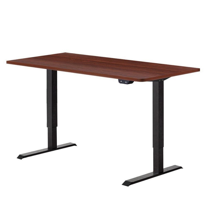 Electric Motorised Height Adjustable Standing Desk - Black Frame with 140cm Walnut Top - John Cootes