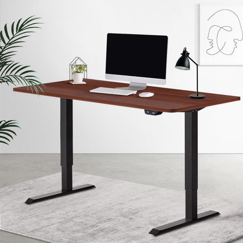 Electric Motorised Height Adjustable Standing Desk - Black Frame with 140cm Walnut Top - John Cootes