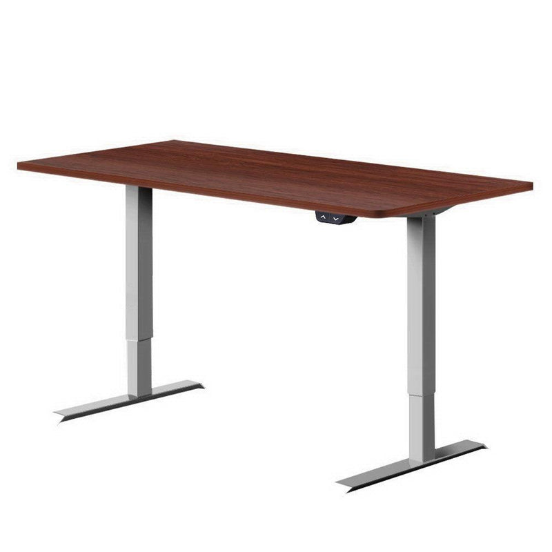 Electric Motorised Height Adjustable Standing Desk - White Frame with 140cm Walnut Top - John Cootes