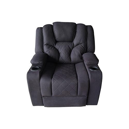 Electric Recliner Stylish Rhino Fabric Black 1 Seater Lounge Armchair with LED Features - John Cootes