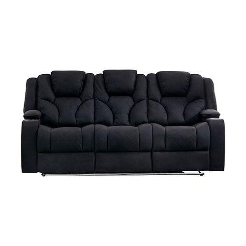 Electric Recliner Stylish Rhino Fabric Black Couch 3 Seater Lounge with LED Features - John Cootes
