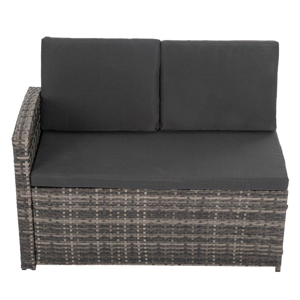 Ella 8-Seater Modular Outdoor Garden Lounge and Dining Set with Table and Stools in Dark Grey Weave - John Cootes