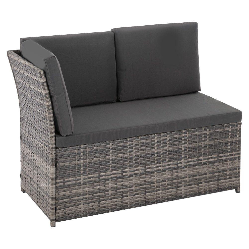 Ella 8-Seater Modular Outdoor Garden Lounge and Dining Set with Table and Stools in Dark Grey Weave - John Cootes