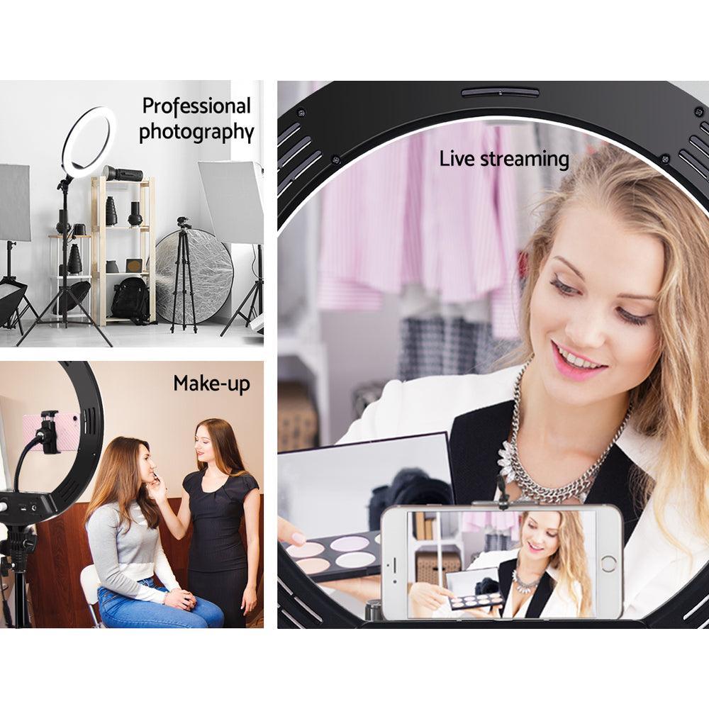 Embellir 14'' LED Ring Light 5600K 3000LM Dimmable Stand MakeUp Studio Video - John Cootes